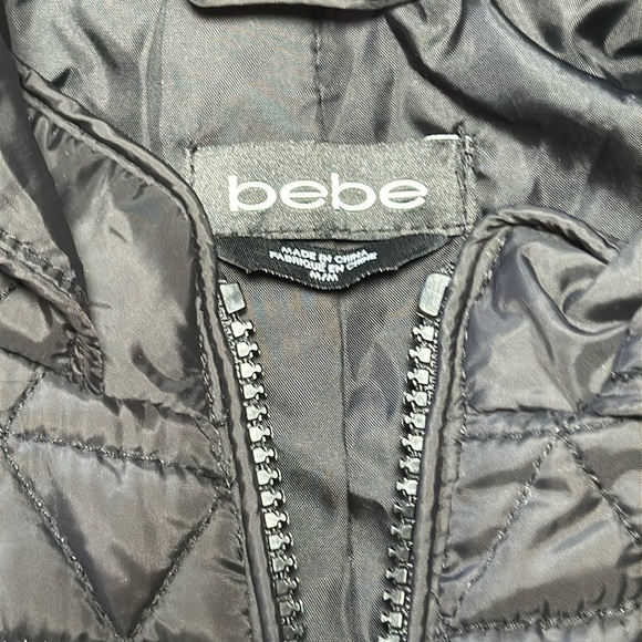 Bebe Quilted Full Zip Hooded Vest/Medium-Black - Picture 2 of 5